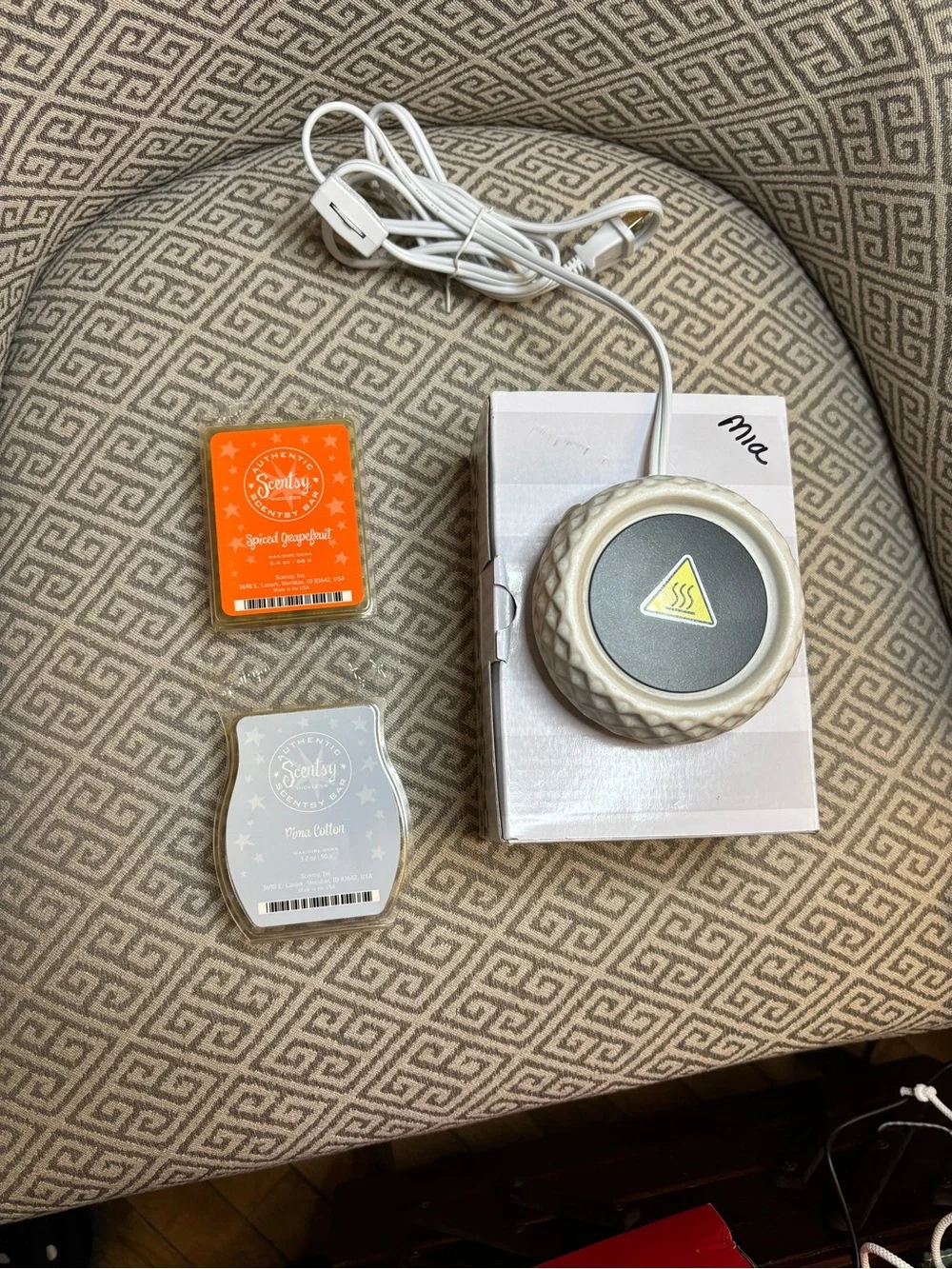 Scentsy Ceramic Plug-In Warmer in White with Glass Dish and 2 new wax melts